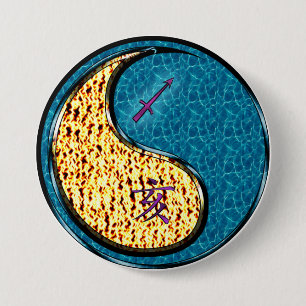Badge Rond 7,6 Cm Sagittaire & Sanglier d'eau