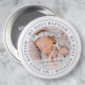 Badge Rond 7,6 Cm Saint Baptême Cadre simple Photo personnalisée mod