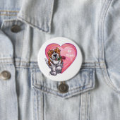 Badge Rond 7,6 Cm Saint-Bernard Valentin (En situation)
