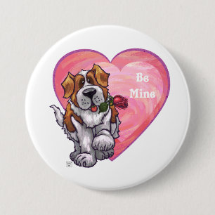 Badge Rond 7,6 Cm Saint-Bernard Valentin