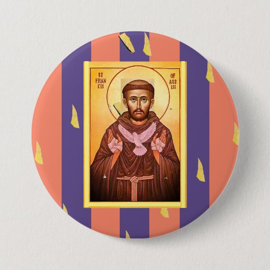 Badge Rond 7,6 Cm Saint François d'Assise (Devant)