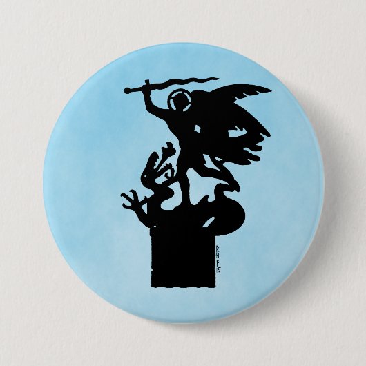 Badge Rond 7,6 Cm Saint Michael et Dragon (Devant)