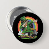 Badge Rond 7,6 Cm Saint-Patrick Danse Dab Leprechaun Dabbing (Devant & derrière)