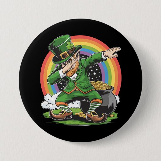 Badge Rond 7,6 Cm Saint-Patrick Danse Dab Leprechaun Dabbing (Devant)