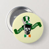 Badge Rond 7,6 Cm Saint Patrick d'Irlande noire (Devant & derrière)
