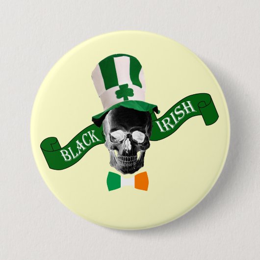 Badge Rond 7,6 Cm Saint Patrick d'Irlande noire (Devant)