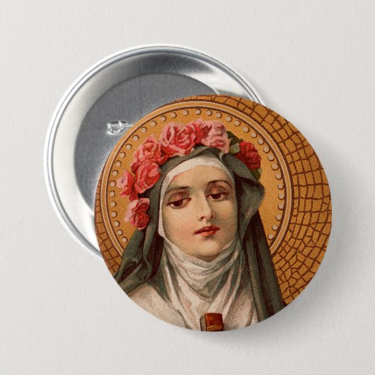 Badge Rond 7,6 Cm Saint Rose de Lima Button (Devant & derrière)