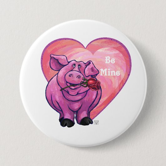 Badge Rond 7,6 Cm Saint Valentin au cochon (Devant)