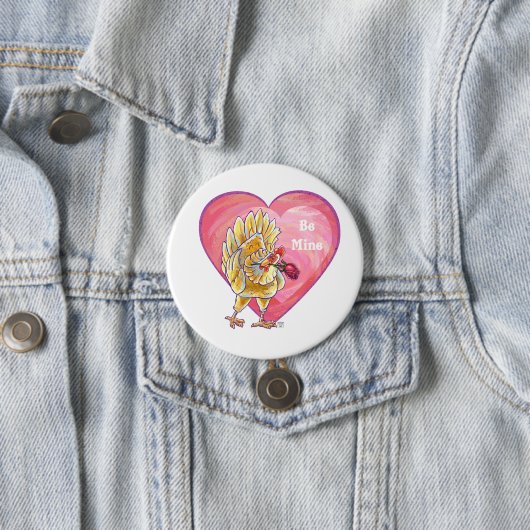Badge Rond 7,6 Cm Saint-Valentin au poulet (En situation)