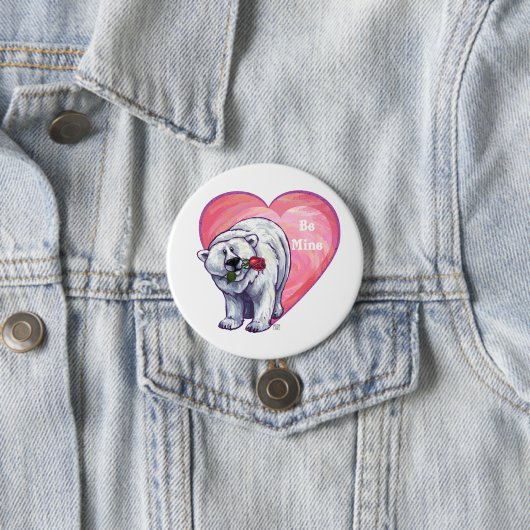 Badge Rond 7,6 Cm Saint-Valentin ours polaire (En situation)