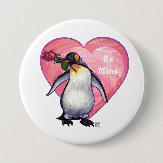 Badge Rond 7,6 Cm Saint-Valentin Penguin (Devant)