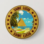Badge Rond 7,6 Cm Sainte-Lucie (Devant)
