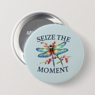 Badge Rond 7,6 Cm Saisir Le Moment - libellule Artistique