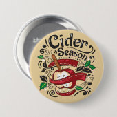 Badge Rond 7,6 Cm Saison de cidre d'Apple, illustration graphique (Devant & derrière)