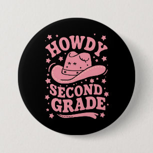 Badge Rond 7,6 Cm Salut 2e année Cowboy Cowgirl Retour à l'école