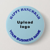 Badge Rond 7,6 Cm Salutation Hanoukka sur le bleu clair rond (Devant)