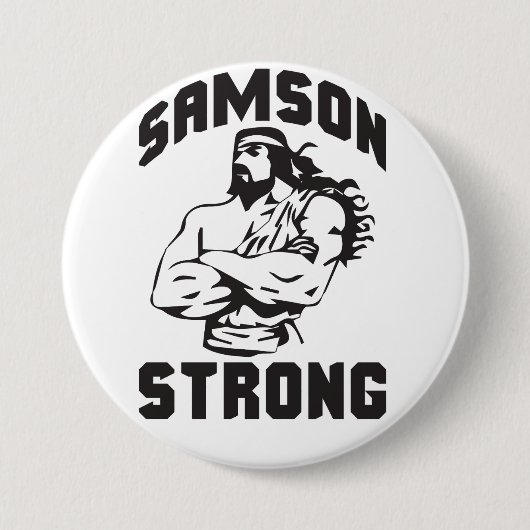 Badge Rond 7,6 Cm Samson Strong - Bodybuilding (Devant)