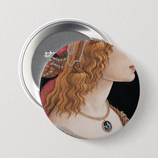 Badge Rond 7,6 Cm Sandro Botticelli Portrait Idéalisé D'Une Dame (Devant & derrière)