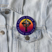 Badge Rond 7,6 Cm Sauveur sans pitié, Croix chrétienne (En situation)