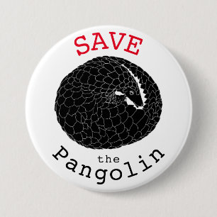 Badge Rond 7,6 Cm Sauvez l'art monochrome animal menacé de Pangolin