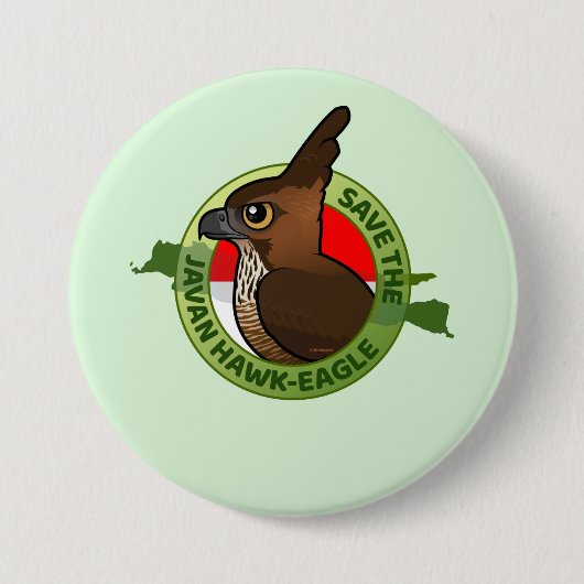 Badge Rond 7,6 Cm Sauvez le Javan Hawk-Eagle (Devant)