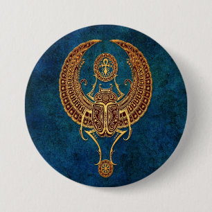 Badge Rond 7,6 Cm Scarabée égyptien à ailes de scarabée avec Ank