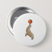 Badge Rond 7,6 Cm Sceau avec basket-ball (Devant & derrière)