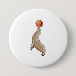 Badge Rond 7,6 Cm Sceau avec basket-ball