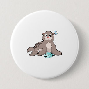 Badge Rond 7,6 Cm Sceau avec poisson