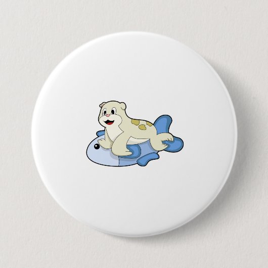 Badge Rond 7,6 Cm Sceau avec poisson (Devant)