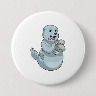 Badge Rond 7,6 Cm Sceau avec poisson