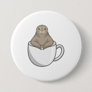 Badge Rond 7,6 Cm Sceau avec tasse de café