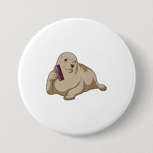 Badge Rond 7,6 Cm Sceau comme coiffeur avec peigne