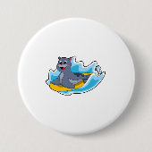 Badge Rond 7,6 Cm Sceau comme surfeur avec Surfboard (Devant)