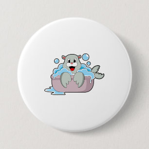 Badge Rond 7,6 Cm Sceau dans la baignoire