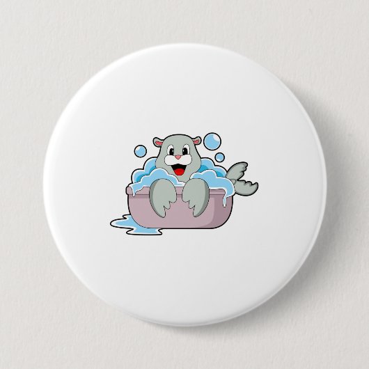 Badge Rond 7,6 Cm Sceau dans la baignoire (Devant)