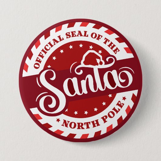 Badge Rond 7,6 Cm Sceau du Pôle Nord de père Noël (Devant)