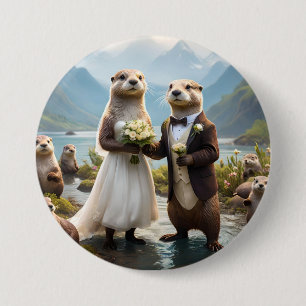 Badge Rond 7,6 Cm **"Scellé avec un baiser : Otterly in Love"**