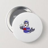 Badge Rond 7,6 Cm Sceller comme marin avec bateau (Devant & derrière)