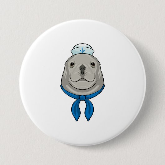 Badge Rond 7,6 Cm Sceller comme marin avec casquette marin (Devant)