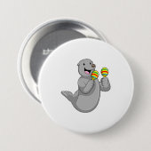 Badge Rond 7,6 Cm Sceller comme musicien avec Maracas (Devant & derrière)