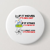 BADGE ROND 7,6 CM SCIENCE BIOLOGY CHIMIISTRY PHYSICS (Devant)