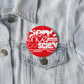 Badge Rond 7,6 Cm Science ; Rayures rouges écarlates (En situation)