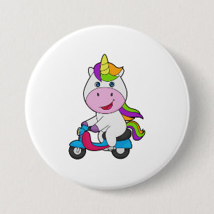 Badge Rond 7,6 Cm Scooter Unicorn