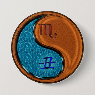 Badge Rond 7,6 Cm Scorpion & Bœuf de Bois
