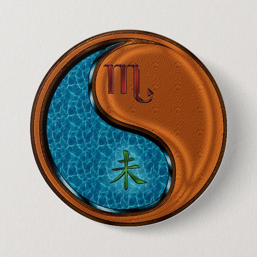 Badge Rond 7,6 Cm Scorpion & Chèvre de Bois (Devant)