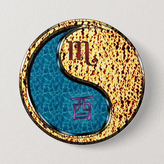 Badge Rond 7,6 Cm Scorpion & Coq de Feu (Devant)