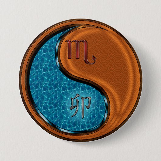 Badge Rond 7,6 Cm Scorpion & Lapin de Bois (Devant)