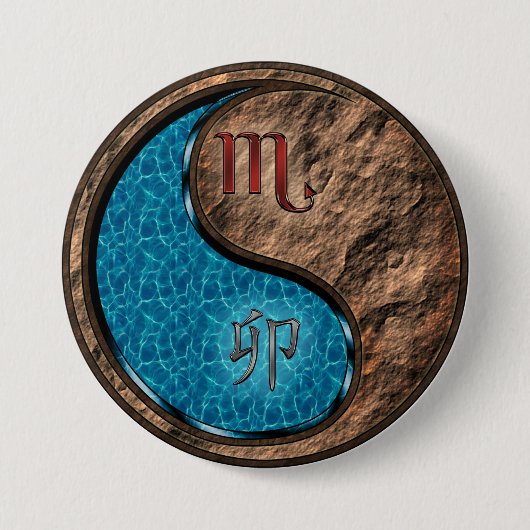 Badge Rond 7,6 Cm Scorpion & Lapin de Terre (Devant)