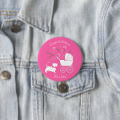 Badge Rond 7,6 Cm Scotty Chien Baby shower écossais Terrier rose (En situation)